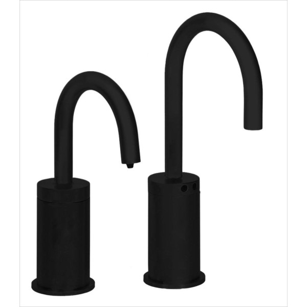 MP1104 Matching Electronic Faucet and Electronic Soap Dispenser in Matte Black With 4" Riser