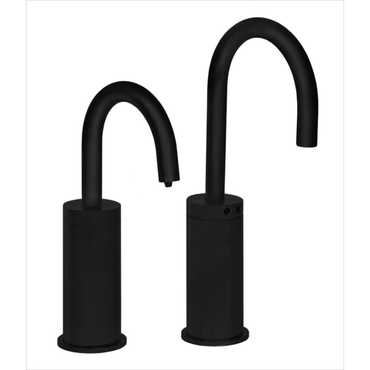 MP1105 Matching Electronic Faucet and Electronic Soap Dispenser in Matte Black With 5" Riser