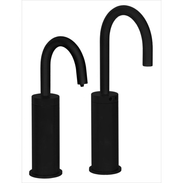 MP1106 Matching Electronic Faucet and Electronic Soap Dispenser in Matte Black With 6" Riser