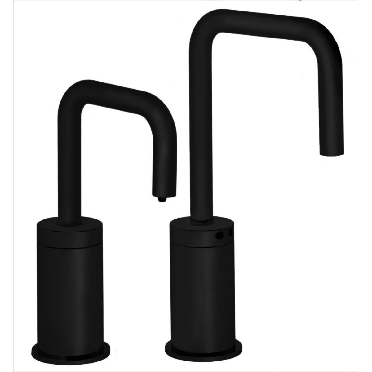 MP1204 Matching Electronic Faucet and Electronic Soap Dispenser in Matte Black With 4" Riser