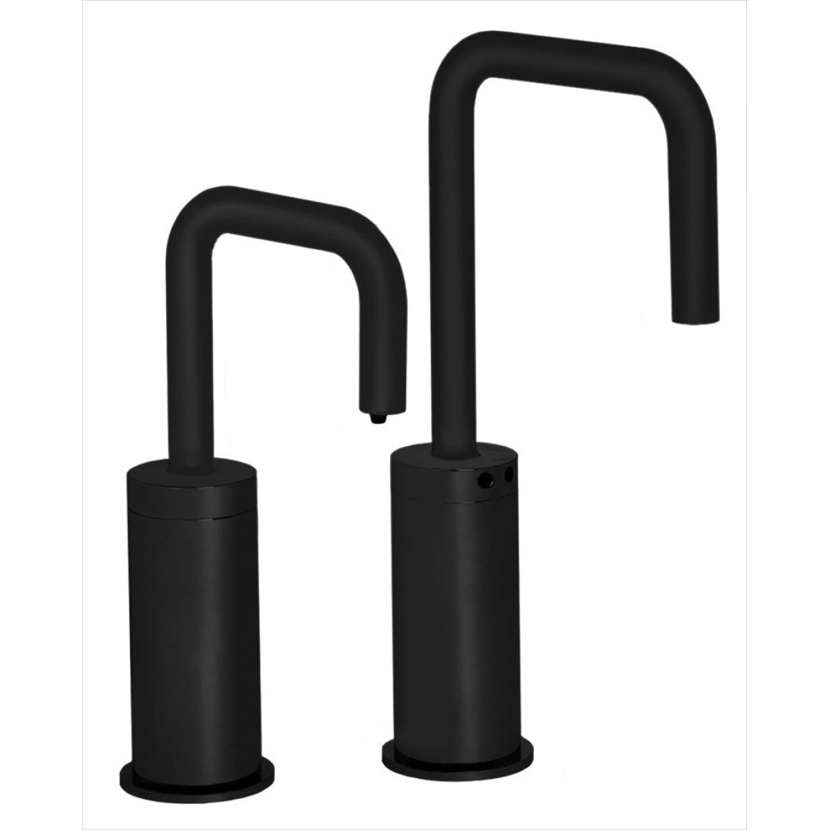 MP1205 Matching Electronic Faucet and Electronic Soap Dispenser in Matte Black With 5" Riser