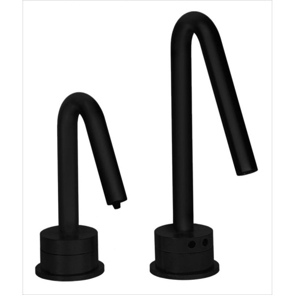 MP1401 Matching Electronic Faucet and Electronic Soap Dispenser in Matte Black With 1" Riser