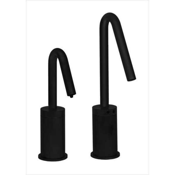 MP1404 Matching Electronic Faucet and Electronic Soap Dispenser in Matte Black With 4" Riser