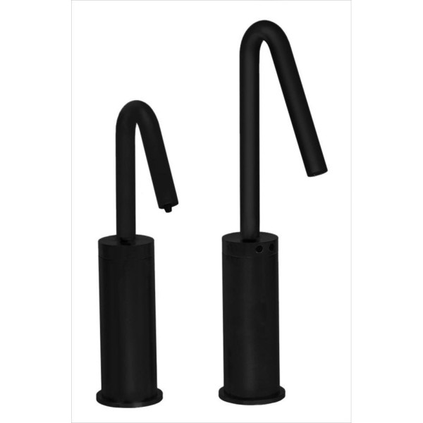 MP1406 Matching Electronic Faucet and Electronic Soap Dispenser in Matte Black With 6" Riser