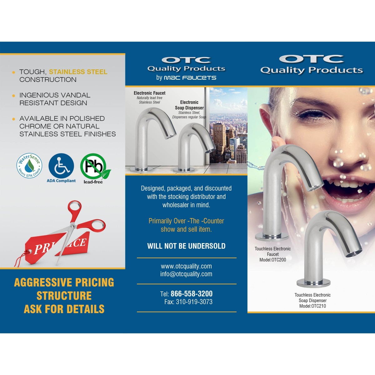 OTC210 PC Lowest Price Electronic Soap Dispenser in the USA that is made of Stainless Steel Material in Polished Chrome