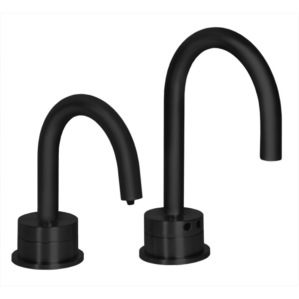 MP1101 Matching Electronic Faucet and Electronic Soap Dispenser in Matte Black With 1" Riser