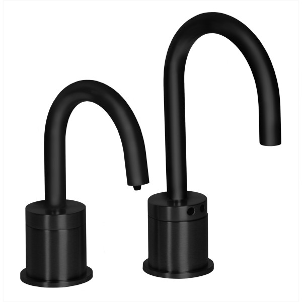 MP1102 Matching Electronic Faucet and Electronic Soap Dispenser in Matte Black With 2" Riser